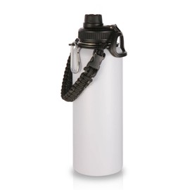 Volhoply 40 oz Insulated Water Bottles Paracord Handle, Stainless Steel Sports Bottle with Spout Lid, Double Walled Vacuum Water Cups with Wide Mouth, Reusable Water Jug for Adults (White, 1 Set)
