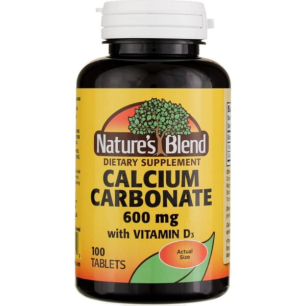 Nature's Blend Calcium Carbonate with Vitamin D3, 100 Tablets (Pack of 2)