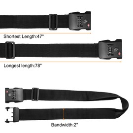 HARFINGTON Luggage Straps Adjustable Buckle Luggage Connector Straps Nylon Suitcase Strap Luggage Connect Attachment Accessories for Luggage Wraps Suitcases and Bags, Black