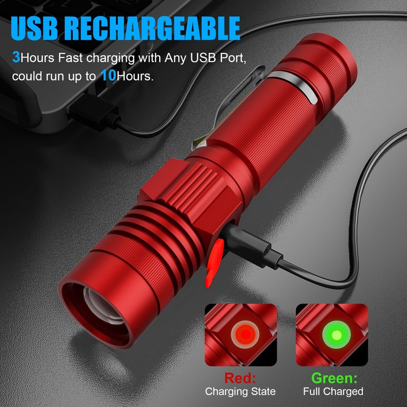 Flashlight USB Rechargeable, Magnetic LED Flashlight, Super Bright LED Tactical