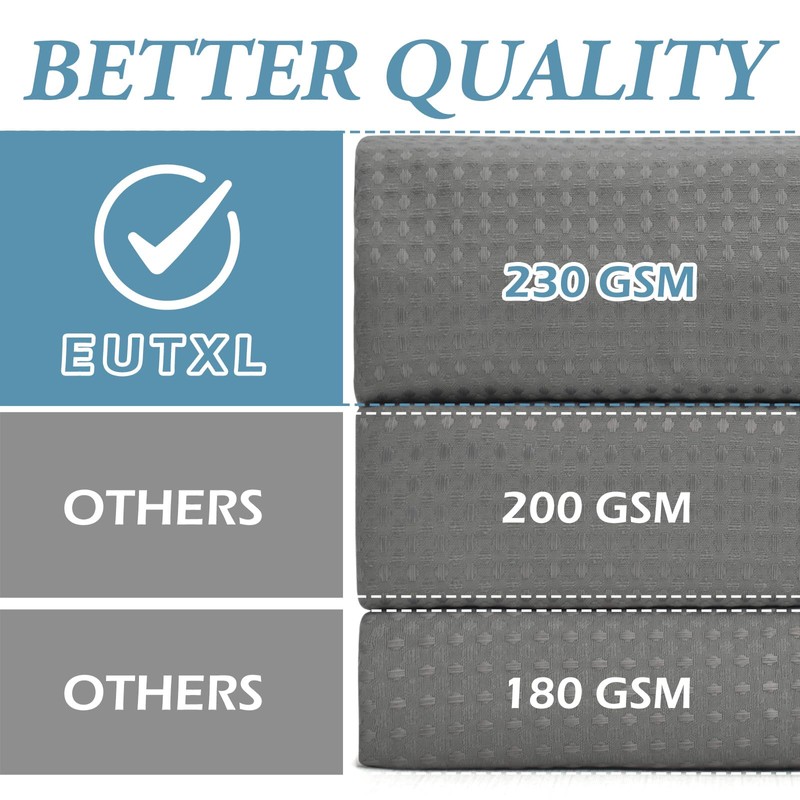 EUTXL Grey Stall Shower Curtain and Liner Set - 230GSM