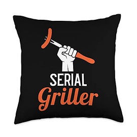Serial Griller BBQ Smoker Grill Barbecue Chef Pit-master Throw Pillow