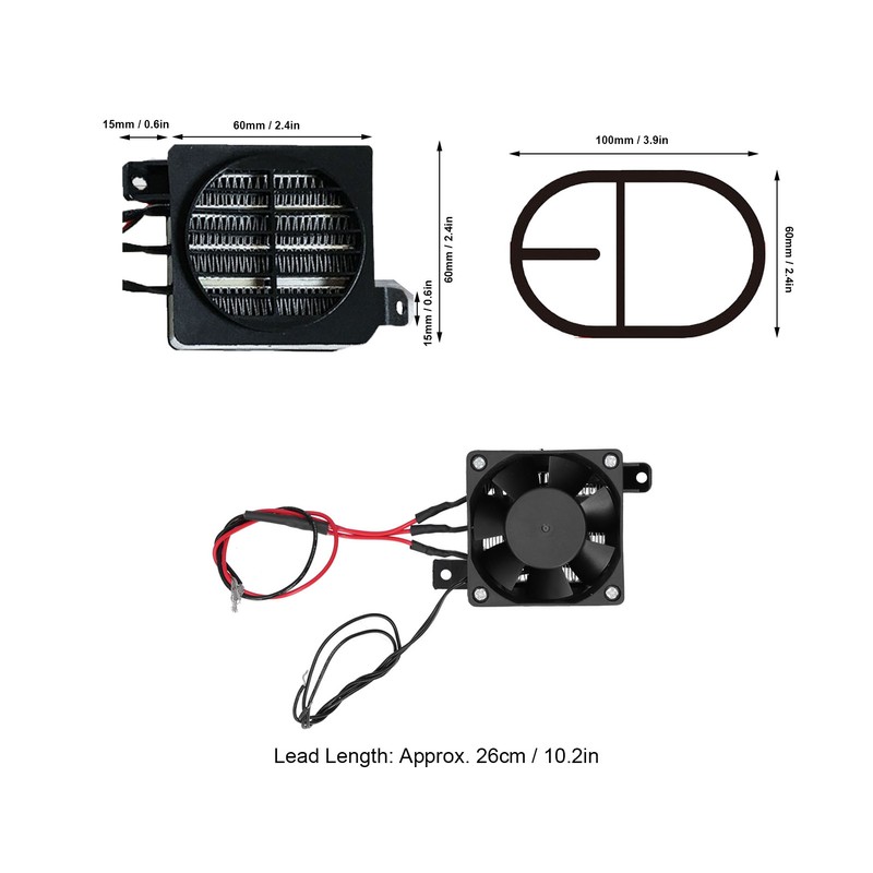 PTC Air Heater Fan Conductivity for Constant Temperature Small Space