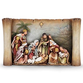 Sandstone Nativity Scroll 10 x 16 Resin Stone Decorative Wall Sign
