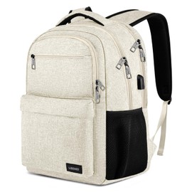LIBENED Backpack for Men and Women, School Backpack for Teen Boys Girls, Beige, 15.6 Inch
