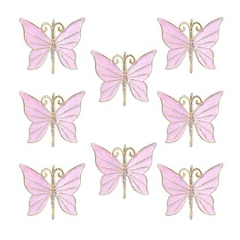 Butterfly Napkin Rings Set of 8, Flower Butterfly Napkin Ring Holder for Easter, Wedding, Christmas, Dinner Party, Family Gathering Napkin Cloth Ornament Decoration Table Accessories (Pink)