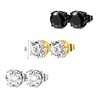 HinDaLi 6 Pairs Stainless Steel Earrings Set Square Diamond Earrings