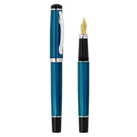 Xezo Incognito Fine Nib Fountain Pen. Guilloche Enamel in Deep Blue Color with Pure Platinum Plating. Handcrafted, Limited Edition, Serialized
