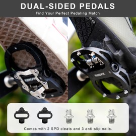 Thinvik Clipless Pedals SPD Compatible Shimano SPD System & Flat Platform Dual Side Combo Bike Pedals Shield Bearing Bicycle Pedals with SPD Cleat Set (Silver)