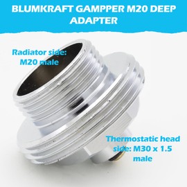 BLUMKRAFT Radiator Adapter Compatible with GAMPPER M20 Deep to M30 x 1.5 for Thermostat/Thermostatic Head M30x1.5 Male