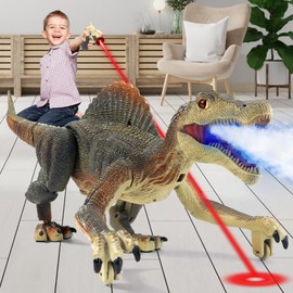 Mini Tudou Remote Control Dinosaur Toys,RC Walking Robot Dinosaur Toy with Light Chasing Remote Control,Auto Spraying and Roaring,Jurassic Spinosaurus Dino Toys for Kids Boy 4 5 7 8-12 Year Old