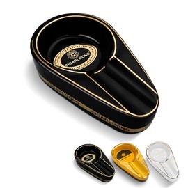 HANCIGAR Cigar Ashtray Single Large Smoke Tank Household Ceramic Ashtray Portable Cigar Tool (Black) Gifts for Men