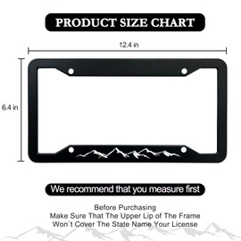 HCSS 2PCS Mountains License Plate Frame, Mountain Raised Aluminum Metal License Plate Holder, Mountain Car Accessory, Rust-Proof Waterproof Car Decorative Tag Frames for Standard US 12x6 Inch