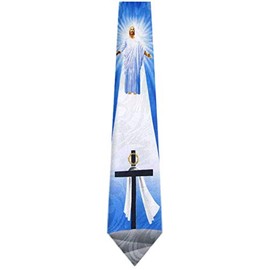 Mens Novelty Christian Necktie - Black Blue Gray