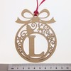Laser cut Christmas tree bauble decoration: Letter L
