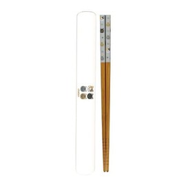 JapanBargain 4922, Japanese Portable Chopsitcks with Case 8.75 inch Bamboo Chopsticks and Lacquered Plastic Case, Chaton Cat, Made in Japan, 1 Pack