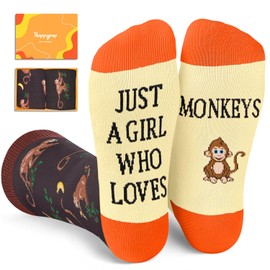 HAPPYPOP Funny Monkey Gifts for Monkey Lovers - Monkey Socks for Teen Girls, Novelty Animal Socks for Teens, Monkey Stocking Stuffers