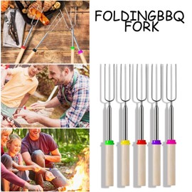 5 Pcs Smores Kit, Marshmallow Toasting Forks Kit Extendable Fork with Handle Retractable BBQ Telescoping Skewers Outdoor Campfire Accessories for Camping Bonfire Fireplace Picnic