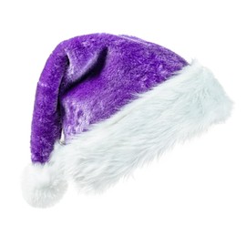 CIPOWM Christmas Santa Hat for Adults, Velvet Santa Hats Plush Christmas Hat for Xmas New Year Party Decorations and Supplies (Purple)