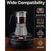 Grasseed Crystal Glass-Top Moka Pot, Brushed Stainless Steel Stovetop Espresso