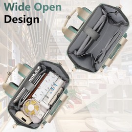 FALANKO Laptop Backpack for Women,Doctor Teacher Nurse Work Bookbag for 15.6 Inch Laptop,Large Travel Wide Open College Shoulder Purse Bag With RFID Anti Theft USB Charging Port-Green