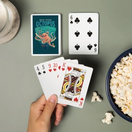 Lantern Press Monterey, California, Fluid Linework, Octopus, (52 Playing Cards, Poker Size Card Deck with Jokers)