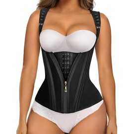 SHAPERX Waist Trainer Corset for Women Tummy Control Sport Girdle Hourglass Waist Cincher Body Shaper with Steel Boned SZ7293-Black-3XL