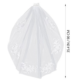 Elegant Short Bridal Veil Lace Appliques Crystal Beads Wedding Veil with Comb ()