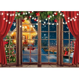 Alltten 8X6FT Christmas Backdrops for Photography Christmas Cartoon Photography Background Indoors Xmas Tree Snow Backdrop Gift Holiday Party Decoration Christmas Photo Backdrops F22