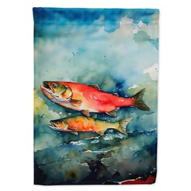 Caroline's Treasures Salmon House Flag Large Porch Sleeve Pole Decorative Outside Yard Banner Artwork Wall Hanging, Polyester, House Size, Multicolor