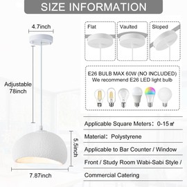 BESTWEST 15.7 inch Wabi Sabi Pendant Light for Dining Room Kitchen Island Hallway Restaurant Modern Hanging Lamp E26 Base Japanese Style Bird Nest Shape Lighting Fixture (40cm/15.7in)
