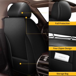 AOMSAZTO Car Seat Covers Fit for Toyota Camry 2002-2025 Full Set Leather Car Seat Cover Automotive Seat Cushion Seat Protector Waterproof Compatible Airbag(5 Seats,Black)