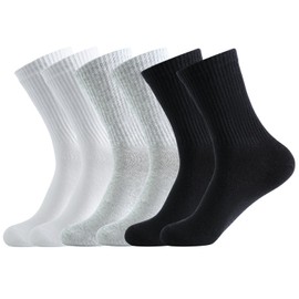Freshpairs Women's Organic Cotton Crew Socks, Soft & Breathable Casual Calf Socks, 6 Pairs (US, Alpha, One Size, Regular, Regular, 2Black+2White+2Grey)