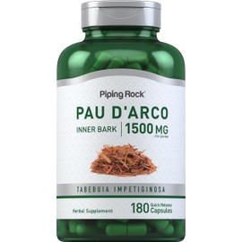 Piping Rock Piping Rock PAU D'Arco Capsules | 1500 mg | 180 Pills | Inner Bark | Herb Extract Supplement | Non-GMO, Gluten Free