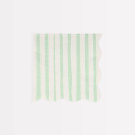 Meri Meri Pastel Striped Napkins (Pack of 16), Thick & Absorbent 3-Ply Paper Pastel Napkins with Wavy Edges, Available in Dinner & Cocktail Sizes, Disposable