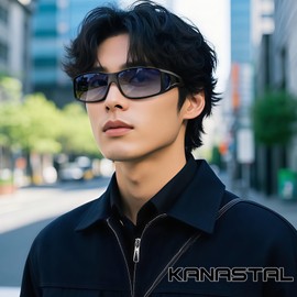 KANASTAL Over Sunglasses, Can Be Hanged Over Your Glasses, Polarized, UV400, UV Protection, Driving, Fishing, Sports, Men's, Women.., [A3] Matte black + gradation blue, M