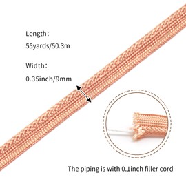 YRCLASYTRIM 0.35inch,(55Yards) Sewing Piping Trim,Shining Polyesterter Cord Trim,for Sewing Clothing,Hometextile, Decoration DIY Crafts Edge Piping Embellishments,30Colour (Rose Gold)