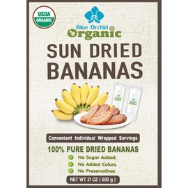 Organic Sun Dried Bananas Value Pack - Dried Fruit Individual Packs - Soft and Chewy - No Sugar Added - No Preservatives - Unsulfured Natural Snacks - 21 OZ