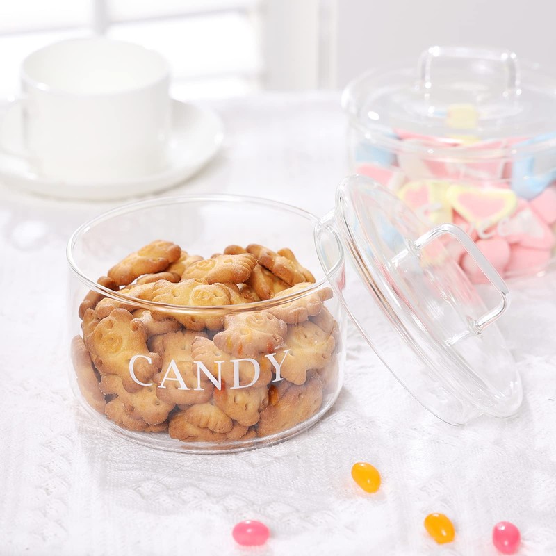 KEKEHOME 11oz Glass Candy Dish with Lid Covered Candy Bowl