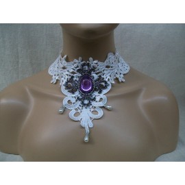 Ivory Lace Necklace Choker Collar Victorian Steampunk Nice Good Witch Snow Queen