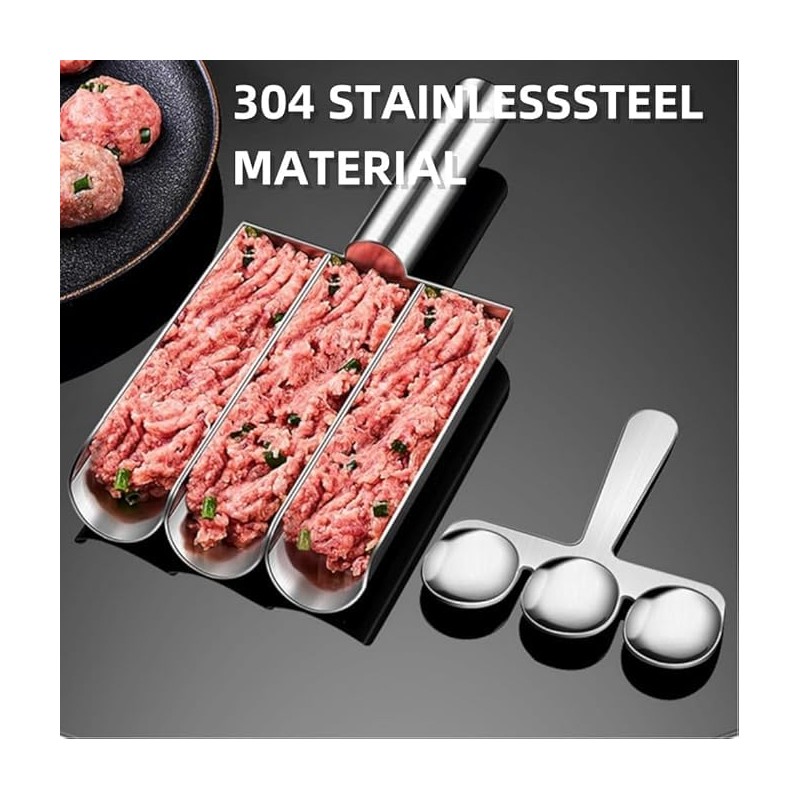 Jindizi Triple Meat Baller Scoop, Stainless Steel Meatball Machine Meatball