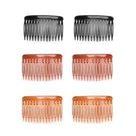 LEEQBCR Pack of 6 Hair Combs for Clip-on Plastic Hair Combs with 14 Teeth Plastic French Side Combs Hair Clips Women's Hair Comb Clips for Women Girls Bridal Wedding Dress