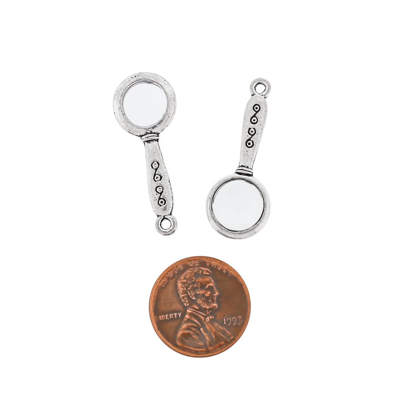 Bohemian Findings 4 Magnifying Glass Charms Antique Silver Tone Two