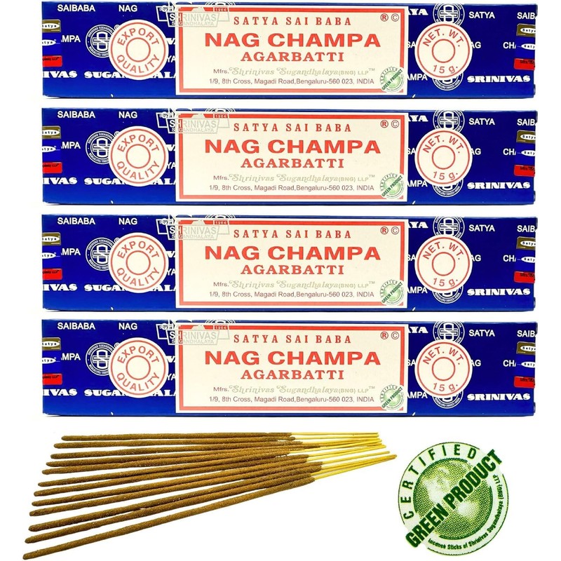 Satya Nag Champa Incense Sticks 15 Grams x 4 Packs