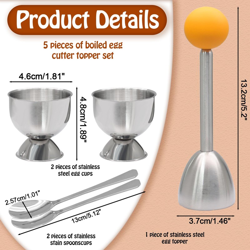 vibedor Egg Cups & Topper Set of 5, 1 Stainless