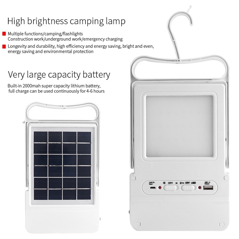 Solar Power Rechargeable Multifunctional LED Light Tent Lantern Lamp