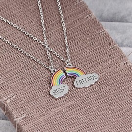 MJartoria BFF Necklace for 2-Rainbow Best Friend Necklace Friendship Necklace Best Friends Forever Necklaces Valentines Day Gifts