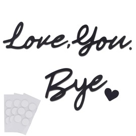 Black Love You Bye Sign Above Door with Glue Point, Wooden Script Wall Decor, Wood Word Wall Sign for Hallway Boy Girls Home Bedroom Art Decoration Express Love and Warm (Black)