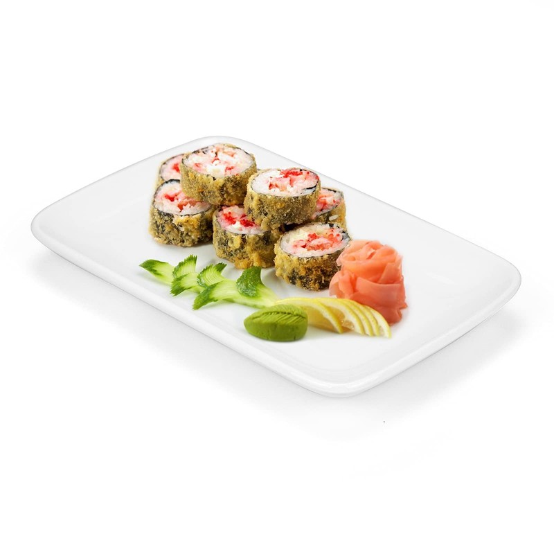 Foraineam 8 Pieces Rectangular Plates 8 Inch Porcelain Platters, Dessert,