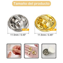 50 Piezas Pin, Pines, Pines Metalicos, Muy Adecuado para Todo Tipo De Ropa Y Otros Lugares, como como La Parte Posterior De Los Pasadores, Sombreros, Clavos De Corbata, Etc (Oro + Plata)